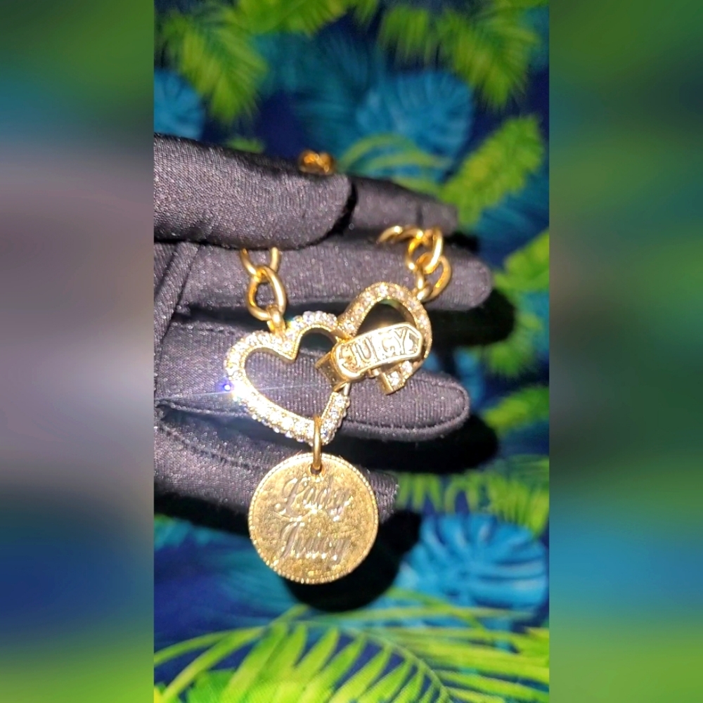 JUICY COUTURE VINTAGE "LADY LUCK" BRACELET -LADY JUICY GOLD TONE CRYSTAL CHARM - Picture 7 of 10